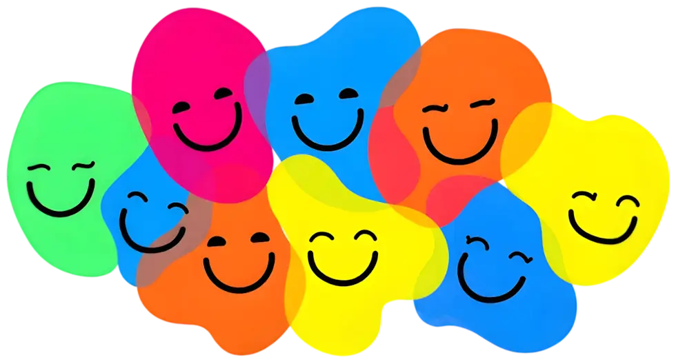 Playful colorful faces illustration